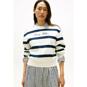 g~[ qtBK[ fB[X p[J[EXEFbgVc AE^[ SCRIPT - Sweatshirt - ivory silk dark night navy stp