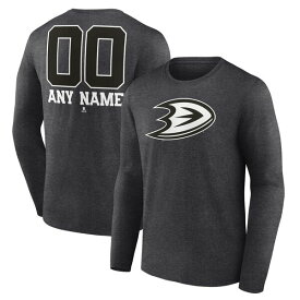 ファナティクス メンズ Tシャツ トップス Anaheim Ducks Fanatics Branded Monochrome Personalized Name & Number Long Sleeve TShirt Charcoal