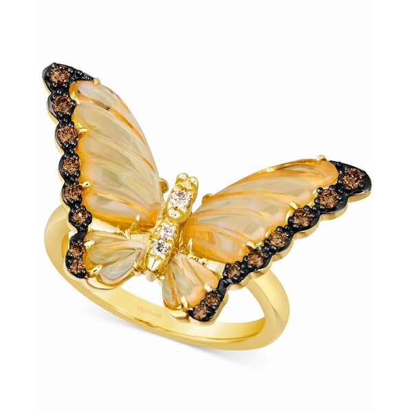 ルヴァン レディース リング アクセサリー Cinnamon Citrine (3-1 ct.  Diamond (1 ct. Butterfly Ring in 14k Gold 14K Honey Gold Ring
