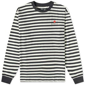エドウィン メンズ Tシャツ トップス Edwin Long Sleeve Basic Stripe T-Shirt Black