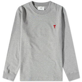アミ メンズ Tシャツ トップス AMI Long Sleeve Small A Heart T-Shirt Grey