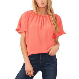 セセ レディース カットソー トップス Women's Short Sleeve Drop-Shoulder Wide Scoop-Neck Blouse Calypso Coral