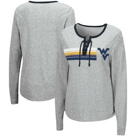 コロシアム レディース Tシャツ トップス West Virginia Mountaineers Colosseum Women's Sundial TriBlend Long Sleeve LaceUp TShirt Heathered Gray