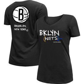 ニューエラ レディース Tシャツ トップス Brooklyn Nets New Era Women's 2022/23 City Edition VNeck TShirt Black