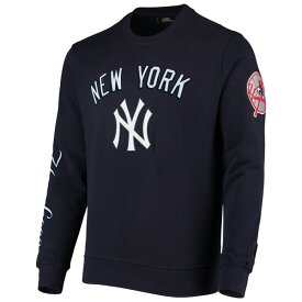 プロスタンダード メンズ パーカー・スウェットシャツ アウター New York Yankees Pro Standard Stacked Logo Pullover Sweatshirt Navy