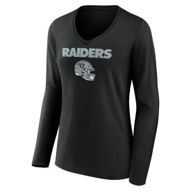 ファナティクス レディース Tシャツ トップス Tyree Wilson Las Vegas Raiders Fanatics Branded Women's Team Wordmark Player Name & Number Long Sleeve VNeck TShirt Black