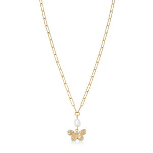 GeBJ fB[X lbNXE`[J[Ey_ggbv ANZT[ Butterfly Cultured Pearl Chain Necklaces Gold