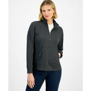 �X�^�C���A���h�R�[ ���f�B�[�X �W���P�b�g���u���]�� �A�E�^�[ Women's Waffle-Knit Quarter Zip Top, Macy's Exclusive Deep Pewter Heather
