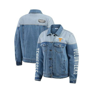 EFA oC GEAh[Y fB[X WPbgu] AE^[ Women's Denim Tennessee Volunteers Sleeve Hit Color Block Button-Down Denim Jacket Denim