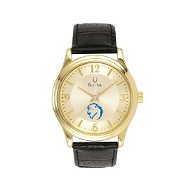 ブロバ メンズ 腕時計 アクセサリー Southeastern Oklahoma State Savage Storm Bulova Stainless Steel Watch with Leather Band Gold/Black