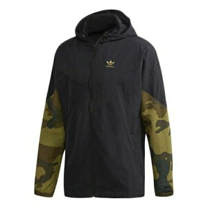 adidas AfB_X Y Xj[J[ yadidas originals Camo Wb Camouflage Splicing Sports hooded Windbreaker Jacket Black FM3359z TCY US_M_L