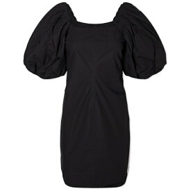 ガニー レディース ワンピース トップス GANNI Cotton Poplin Twisted Sleeve Mini Dress Black