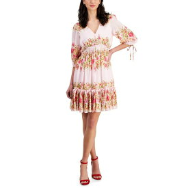 テイラー レディース ワンピース トップス Women's Printed Smocked-Waist Satin Stripe Dress Pink Lace/Dazzle