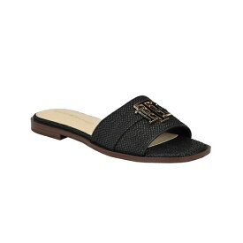 トミー ヒルフィガー レディース サンダル シューズ Women's Tanyha Casual Flat Sandals Black - Textile, Manmade