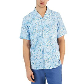 クラブルーム メンズ シャツ トップス Men's Kell Regular-Fit Leaf-Print Button-Down Camp Shirt, Created for Macy's Alfresco Blue