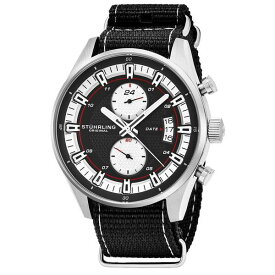 スターリング メンズ 腕時計 アクセサリー Original Men's Quartz, Silver Case, Silver Dial; Black and Grey Stripped Nylon Strap Date Dual Time Watch Black