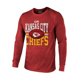 マジェスティックスレッズ メンズ Tシャツ トップス Kansas City Chiefs Majestic Threads Super Bowl LVIII TriBlend Long Sleeve TShirt Red