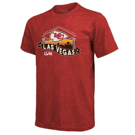マジェスティックスレッズ メンズ Tシャツ トップス Kansas City Chiefs Majestic Threads Super Bowl LVIII TriBlend TShirt Red
