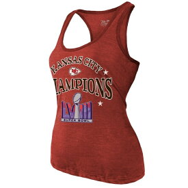 マジェスティックスレッズ レディース Tシャツ トップス Kansas City Chiefs Majestic Threads Women's Super Bowl LVIII Champions Oversized Dunk Racerback TriBlend Tank Top Red