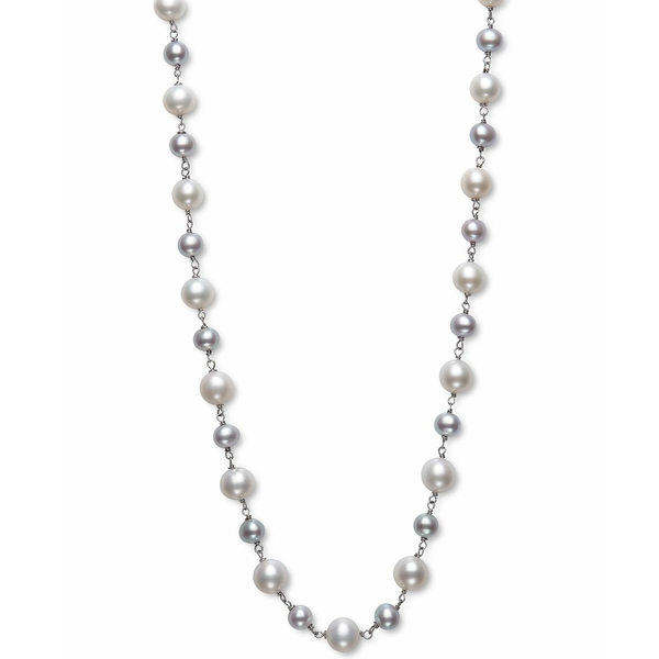 ベル ドゥ メール メンズ ネックレス・チョーカー アクセサリー Gray  White Cultured Freshwater Pearl (5-6mm  7-8mm) Statement Necklace in Sterling Silver, 18"   2" extender (Also in Pink  White Cultured Freshwater Pearl), Created for Macy's Gray