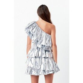 エンドレスローズ レディース ワンピース トップス Women's Metallic Tiered Mini Dress Silver