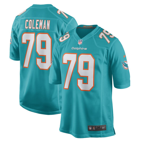 ナイキ メンズ ユニフォーム Aqua 全商品無料サイズ交換 トップス 有名な高級ブランド Larnel Miami Coleman 今季も再入荷 Game Dolphins Jersey Nike