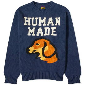 ヒューマンメイド メンズ ニット&セーター アウター Human Made Dachs Knit Sweater Blue