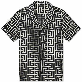 バルマン メンズ シャツ トップス Balmain Monogram Vacation Shirt Black