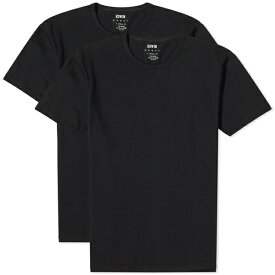 エドウィン メンズ Tシャツ トップス Edwin Double Pack T-Shirt Black