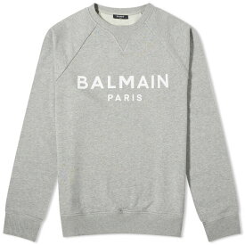 バルマン メンズ パーカー・スウェットシャツ アウター Balmain Paris Logo Crew Sweat Grey