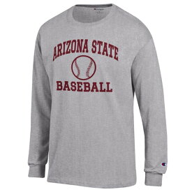 チャンピオン メンズ Tシャツ トップス Arizona State Sun Devils Champion Baseball Icon Long Sleeve TShirt Gray