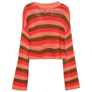 ���E�_�u���E�W�F�C ���f�B�[�X �j�b�g&�Z�[�^�[ �A�E�^�[ Bell-sleeve striped jumper Red