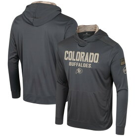 コロシアム メンズ Tシャツ トップス Colorado Buffaloes Colosseum OHT Military Appreciation Long Sleeve Hoodie TShirt Charcoal