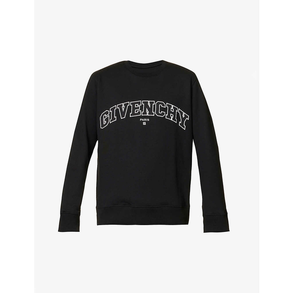 ジバンシー メンズ パーカー・スウェットシャツ アウター College embroidered-appliqu cotton-jersey sweatshirt 001-BLACK