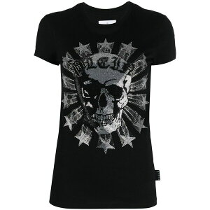 �t�B���b�v�v���C�� ���f�B�[�X T�V���c �g�b�v�X Sexy pure-fit skull strass t-shirt Black