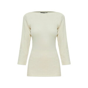 �t�@�r�A�i �t�B���b�s ���f�B�[�X T�V���c �g�b�v�X Three-quarter sleeve boat-neck top Neutrals