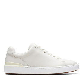 【送料無料】 クラークス メンズ スニーカー シューズ Court Lite Lace Leather Trainers White Leather