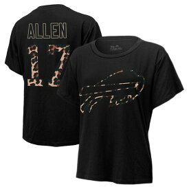 マジェスティックスレッズ レディース Tシャツ トップス Josh Allen Buffalo Bills Majestic Threads Women's Leopard Player Name & Number TShirt Black