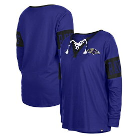 ニューエラ レディース Tシャツ トップス Baltimore Ravens New Era Women's LaceUp Notch Neck Long Sleeve TShirt Black