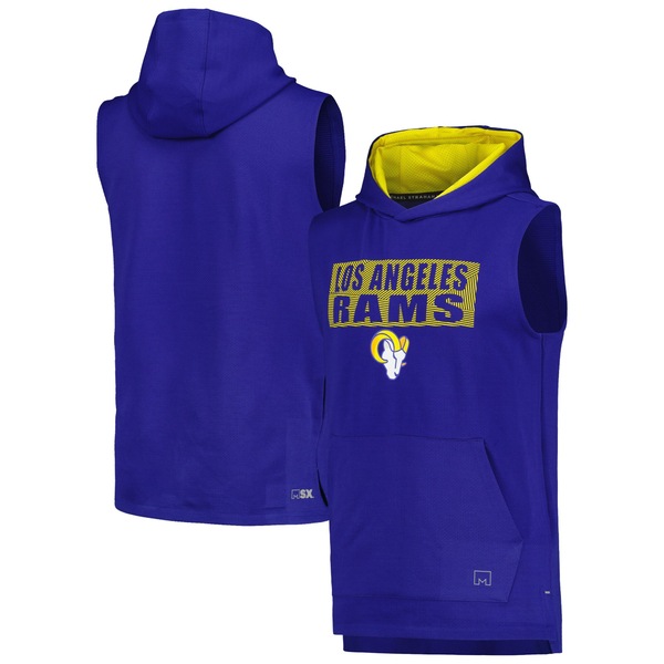 エムエスエックスバイミカエルストラハン メンズ Tシャツ トップス Los Angeles Rams MSX by Michael Strahan Marathon Sleeveless Pullover Hoodie Royal
