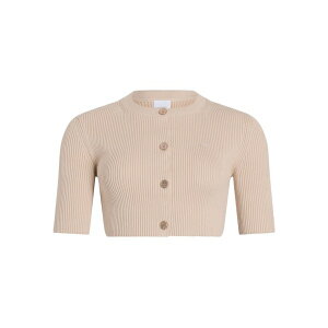 �W�����p�g�D ���f�B�[�X T�V���c �g�b�v�X Ribbed button-fastening cropped cardigan Neutrals