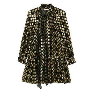 �E���E�W�����\�� ���f�B�[�X �����s�[�X �g�b�v�X Loretta polka-dot ruffled mini dress Black