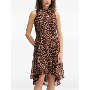 �_�i �L������ �j���[���[�N ���f�B�[�X �����s�[�X �g�b�v�X Tie neck ruffled mini dress Brown