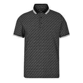 【送料無料】 マイケルコース メンズ ポロシャツ トップス Signature Greenwich Polo Shirt Black/White 006