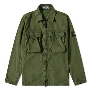 STONE ISLAND Xg[ACh Y Xj[J[ ySTONE ISLAND Brushed Cotton 2-Pocket Shirt Jacket 'Olive' 7615114WN-V0158z TCY US_M_M