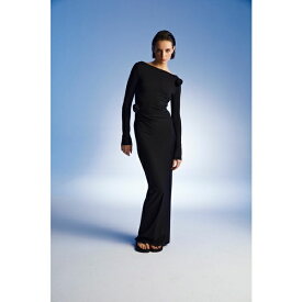 ノクチューン レディース ワンピース トップス Women's Wide Collar Long Dress Black