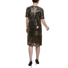 ニューヨークコレクション レディース ワンピース トップス Women's Short Sleeve Sequined Sheath Dress Gold