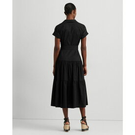 ラルフローレン レディース ワンピース トップス Women's Belted Cotton-Blend Tiered Dress Black