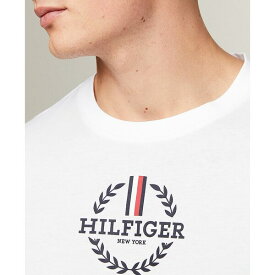 トミー ヒルフィガー メンズ Tシャツ トップス Men's Global Stripe Wreath Short Sleeve Crewneck T-Shirt White