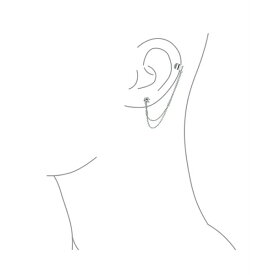 ブリング レディース ピアス＆イヤリング アクセサリー Geometric Cartilage Plain Band With Chain Ear Warp Cuff CZ Stud Ear Lobe Earring For Women Men Rose Gold Plated.925 Sterling Silver Rose